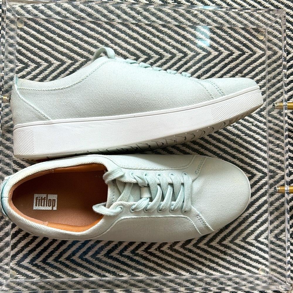 Fitflop Women’s Canvas Low Top Sneakers
Light Mint Green color  size 7
